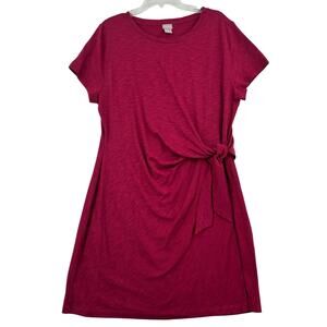 Chico's T-Shirt Dress Size 16P Red Side Tie Casual Athleisure Stretch Knit